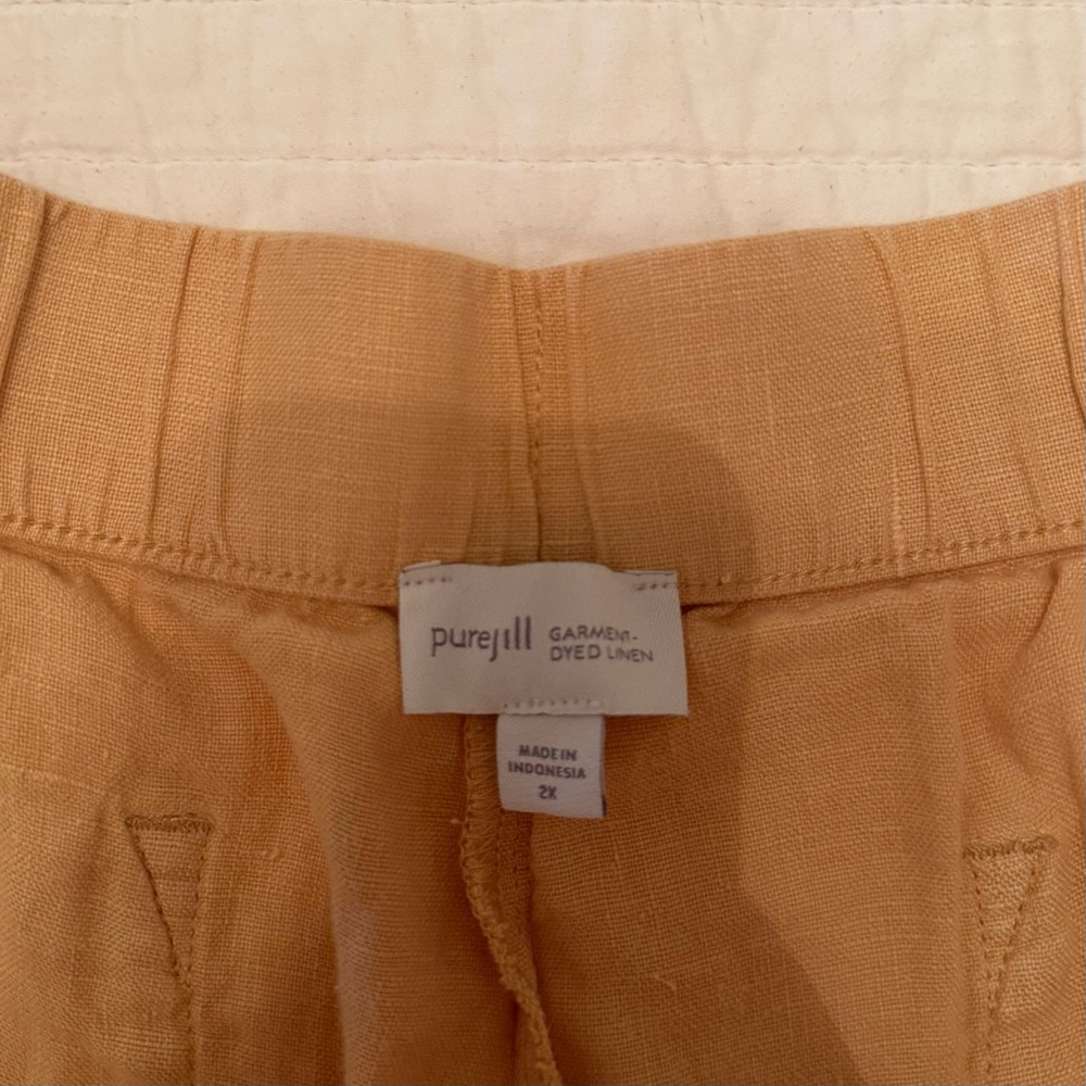 Pure Jill Women's Orange Linen Capris Size 2X Cottagecore Coastal - Picture 4 of 16